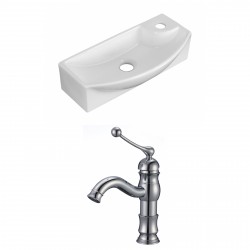 American Imaginations AI-15350 Rectangle Vessel Set In White Color With Single Hole CUPC Faucet