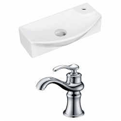 American Imaginations AI-15352 Rectangle Vessel Set In White Color With Single Hole CUPC Faucet