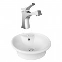 American Imaginations AI-15358 Oval Vessel Set In White Color With Single Hole CUPC Faucet