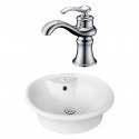American Imaginations AI-15359 Oval Vessel Set In White Color With Single Hole CUPC Faucet