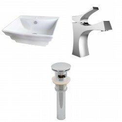 American Imaginations AI-15361 Rectangle Vessel Set In White Color With Single Hole CUPC Faucet And Drain