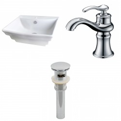 American Imaginations AI-15362 Rectangle Vessel Set In White Color With Single Hole CUPC Faucet And Drain