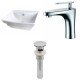 American Imaginations AI-15363 Rectangle Vessel Set In White Color With Single Hole CUPC Faucet And Drain