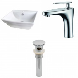 American Imaginations AI-15363 Rectangle Vessel Set In White Color With Single Hole CUPC Faucet And Drain