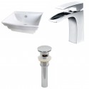 American Imaginations AI-15365 Rectangle Vessel Set In White Color With Single Hole CUPC Faucet And Drain