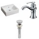 American Imaginations AI-15380 Rectangle Vessel Set In White Color With Single Hole CUPC Faucet And Drain