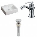 American Imaginations AI-15380 Rectangle Vessel Set In White Color With Single Hole CUPC Faucet And Drain