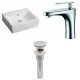 American Imaginations AI-15381 Rectangle Vessel Set In White Color With Single Hole CUPC Faucet And Drain