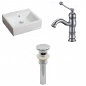 American Imaginations AI-15384 Rectangle Vessel Set In White Color With Single Hole CUPC Faucet And Drain