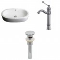 American Imaginations AI-15388 Oval Vessel Set In White Color With Deck Mount CUPC Faucet And Drain