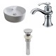 American Imaginations AI-15390 Round Vessel Set In White Color With Single Hole CUPC Faucet And Drain