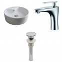 American Imaginations AI-15391 Round Vessel Set In White Color With Single Hole CUPC Faucet And Drain