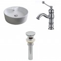 American Imaginations AI-15394 Round Vessel Set In White Color With Single Hole CUPC Faucet And Drain