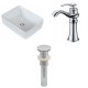 American Imaginations AI-15397 Rectangle Vessel Set In White Color With Deck Mount CUPC Faucet And Drain