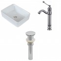 American Imaginations AI-15398 Rectangle Vessel Set In White Color With Deck Mount CUPC Faucet And Drain