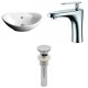 American Imaginations AI-15401 Oval Vessel Set In White Color With Single Hole CUPC Faucet And Drain