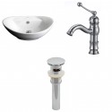 American Imaginations AI-15404 Oval Vessel Set In White Color With Single Hole CUPC Faucet And Drain