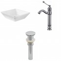 American Imaginations AI-15412 Square Vessel Set In White Color With Deck Mount CUPC Faucet And Drain