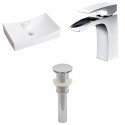 American Imaginations AI-15417 Rectangle Vessel Set In White Color With Single Hole CUPC Faucet And Drain