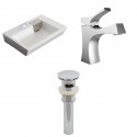 American Imaginations AI-15419 Rectangle Vessel Set In White Color With Single Hole CUPC Faucet And Drain