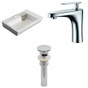 American Imaginations AI-15421 Rectangle Vessel Set In White Color With Single Hole CUPC Faucet And Drain