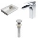 American Imaginations AI-15423 Rectangle Vessel Set In White Color With Single Hole CUPC Faucet And Drain