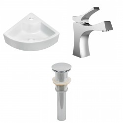American Imaginations AI-15427 Unique Vessel Set In White Color With Single Hole CUPC Faucet And Drain