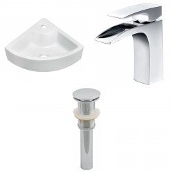 American Imaginations AI-15431 Unique Vessel Set In White Color With Single Hole CUPC Faucet And Drain