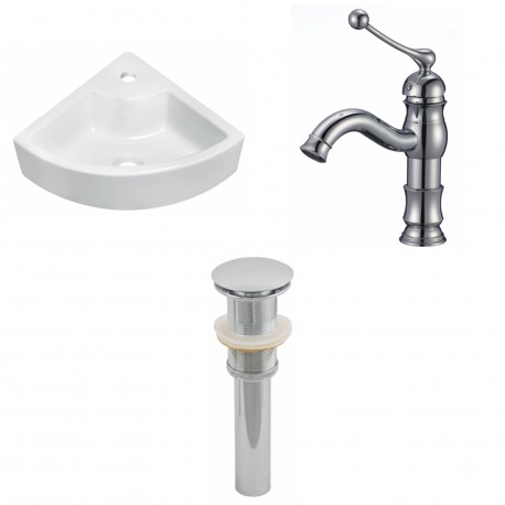 American Imaginations AI-15432 Unique Vessel Set In White Color With Single Hole CUPC Faucet And Drain