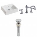 American Imaginations AI-15451 Rectangle Vessel Set In White Color With 8-in. o.c. CUPC Faucet And Drain