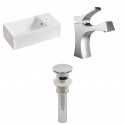 American Imaginations AI-15459 Rectangle Vessel Set In White Color With Single Hole CUPC Faucet And Drain