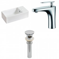 American Imaginations AI-15461 Rectangle Vessel Set In White Color With Single Hole CUPC Faucet And Drain