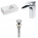 American Imaginations AI-15463 Rectangle Vessel Set In White Color With Single Hole CUPC Faucet And Drain