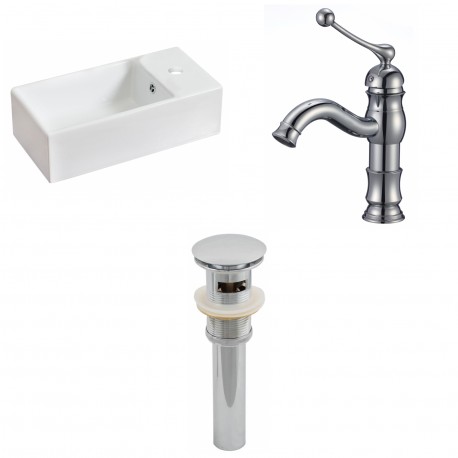 American Imaginations AI-15464 Rectangle Vessel Set In White Color With Single Hole CUPC Faucet And Drain