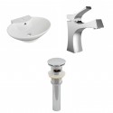 American Imaginations AI-15465 Oval Vessel Set In White Color With Single Hole CUPC Faucet And Drain