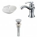 American Imaginations AI-15466 Oval Vessel Set In White Color With Single Hole CUPC Faucet And Drain