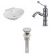 American Imaginations AI-15470 Oval Vessel Set In White Color With Single Hole CUPC Faucet And Drain