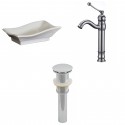 American Imaginations AI-15598 Unique Vessel Set In White Color With Deck Mount CUPC Faucet And Drain