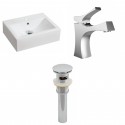 American Imaginations AI-15599 Rectangle Vessel Set In White Color With Single Hole CUPC Faucet And Drain