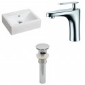 American Imaginations AI-15601 Rectangle Vessel Set In White Color With Single Hole CUPC Faucet And Drain