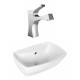 American Imaginations AI-17723 Rectangle Vessel Set In White Color With Single Hole CUPC Faucet
