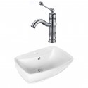 American Imaginations AI-17729 Rectangle Vessel Set In White Color With Single Hole CUPC Faucet