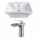 American Imaginations AI-17803 Rectangle Vessel Set In White Color With Single Hole CUPC Faucet