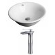 American Imaginations AI-17807 Round Vessel Set In White Color With Deck Mount CUPC Faucet