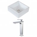 American Imaginations AI-17814 Square Vessel Set In White Color With Deck Mount CUPC Faucet