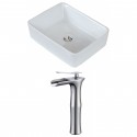American Imaginations AI-17815 Rectangle Vessel Set In White Color With Deck Mount CUPC Faucet