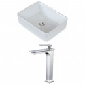 American Imaginations AI-17816 Rectangle Vessel Set In White Color With Deck Mount CUPC Faucet