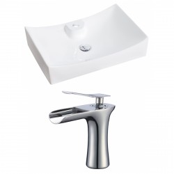 American Imaginations AI-17821 Rectangle Vessel Set In White Color With Single Hole CUPC Faucet