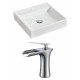 American Imaginations AI-17841 Square Vessel Set In White Color With Single Hole CUPC Faucet