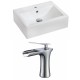 American Imaginations AI-17847 Rectangle Vessel Set In White Color With Single Hole CUPC Faucet
